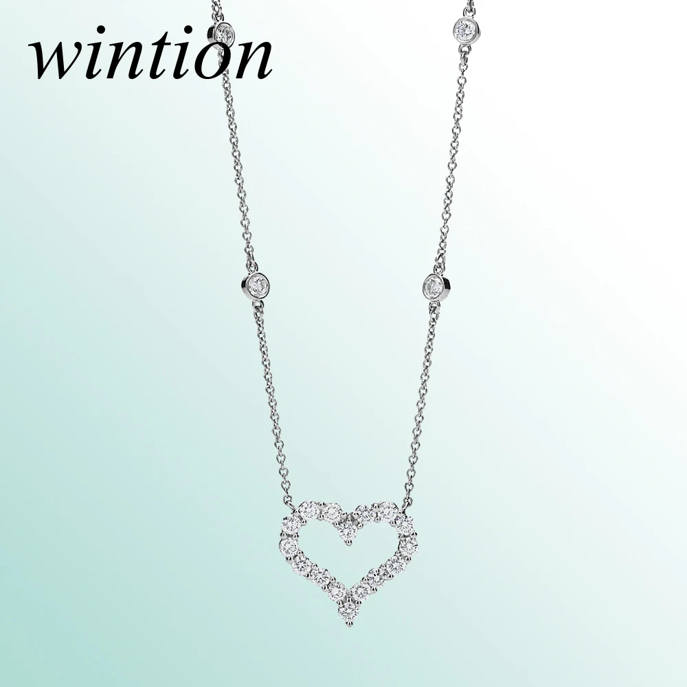 Wintion tiff Любовь Форма ожерелье Оригинал 100% стерлингового серебра 925 женщин
