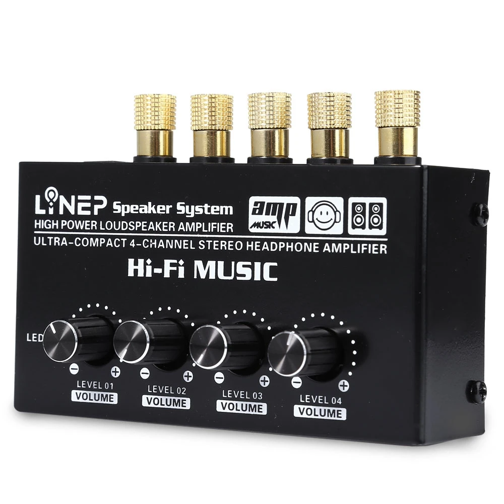 1 в 4 Out аудио звуковой сигнал усилители домашние HiFi канала громкий стерео