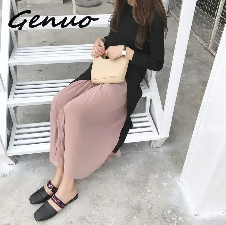 

Genuo 2019 summer o-neck straight dress loose maix dress Women casual basic straight knit dress Female elegant long dress jumper