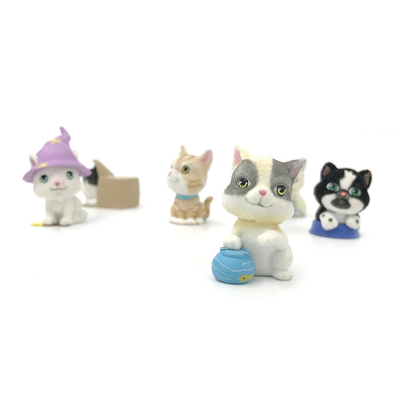 10 шт. милые флокированные игрушки Куклы Kawaii Мини кошки украшение для девочек