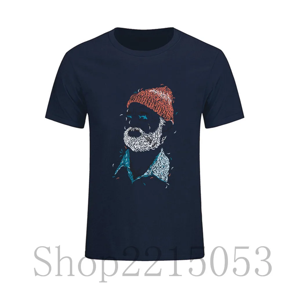 Забавная футболка Zissou Of Fish для мужчин 100% хлопок негабаритная Молодежная Футболка