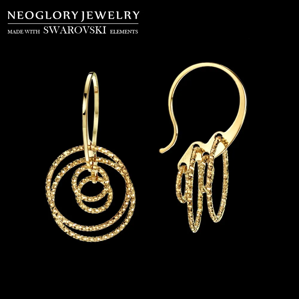 Neoglory итальянские блестящие висячие серьги с круглыми шариками дизайн из родия