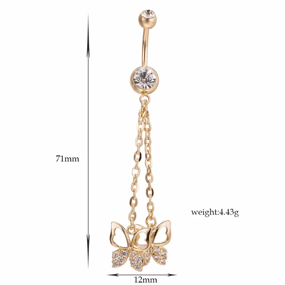 New Fashion Woman's Butterfly Belly Button Rings Bar Surgical Piercing Sexy Body Jewelry for Women Navel P0118 | Украшения и