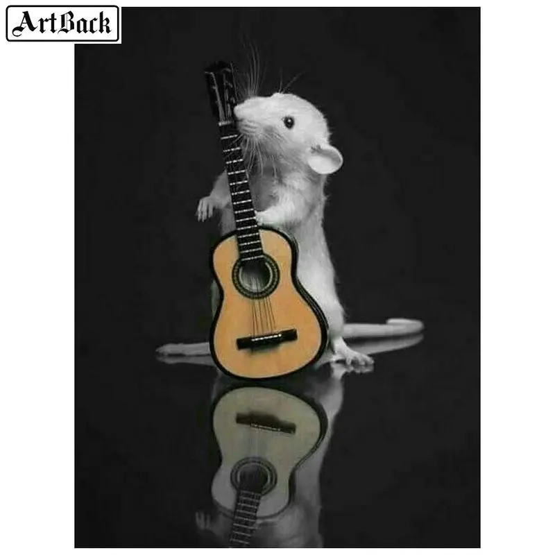 ArtBack 5d Алмазный рисунок с мышью гитара полная дрель квадратная Алмазная вышивка животное 3d Алмазная мозаика домашний декор