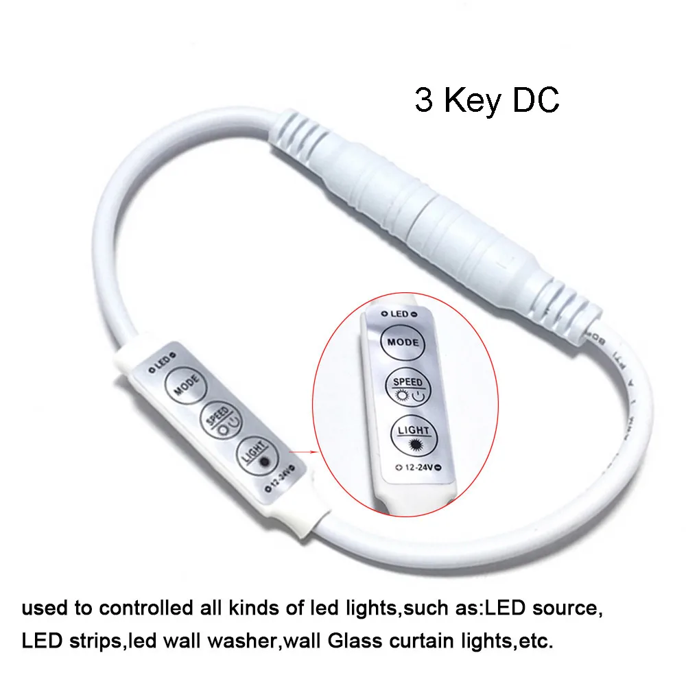 3 Key DC Мини 3 ключа одноцветные Диммер контроллер для 5050 3528 3014 2835 Светодиодные ленты светильник ленты лампы 12V 24V - Цвет: 3 Key DC