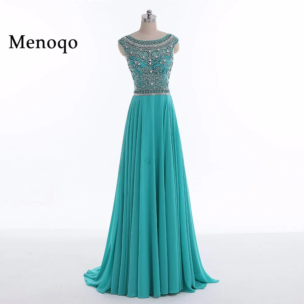 

Menoqo 2020 Prom Dresses A Line Beaded Chiffon Cap Sleeves Women Long Prom Gown Evening Dresses Robe De Soiree