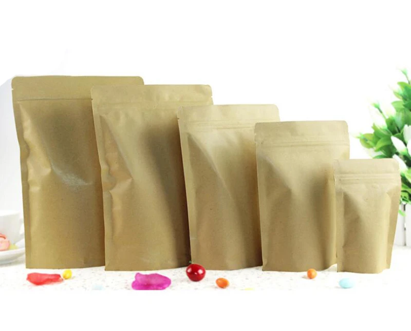 100 шт высокий барьер подставка из крафт-бумаги на молнии мешочек для кофе Молния