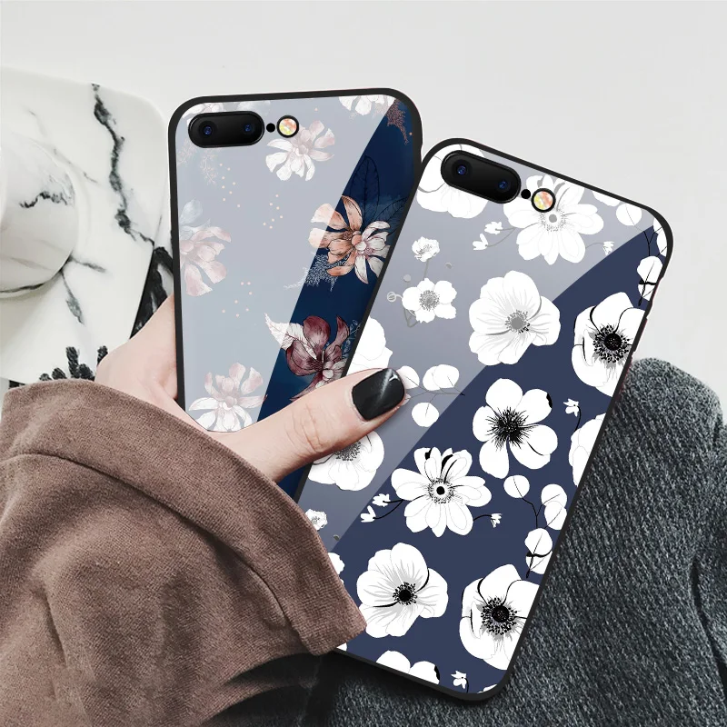 Стеклянный чехол IIOZO для iPhone X XS MAX XR 6 6S 7 8 Plus, чехол для телефона s из закаленного стекла с мраморным цветочным узором, чехол для iPhone XS Max