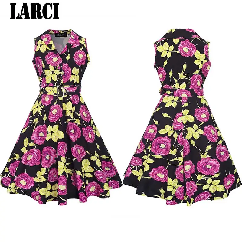 LARCI женское платье 2018 Новая мода Цветочный принт Повседневное летнее Короткое