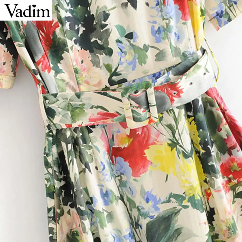 Vadim женское ретро платье макси с цветочным принтом и круглым вырезом короткими