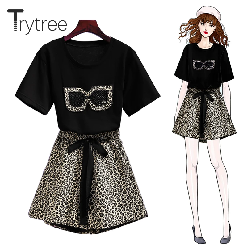 Trytree/летний женский костюм из двух предметов Повседневный хлопковый топ со