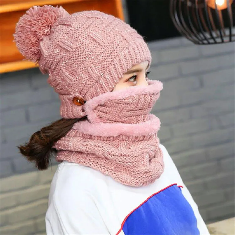 Наборы 3 различных вельветовых шапок женские теплые зимние толстые шерстяные