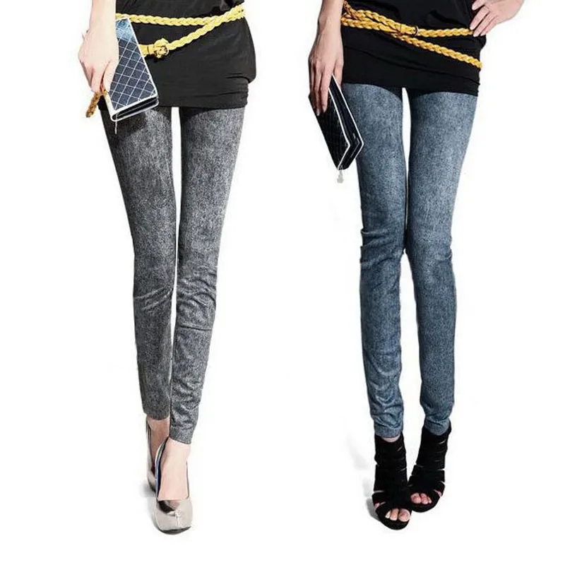 2018 популярные женские синие джинсы из искусственной кожи обтягивающие леггинсы