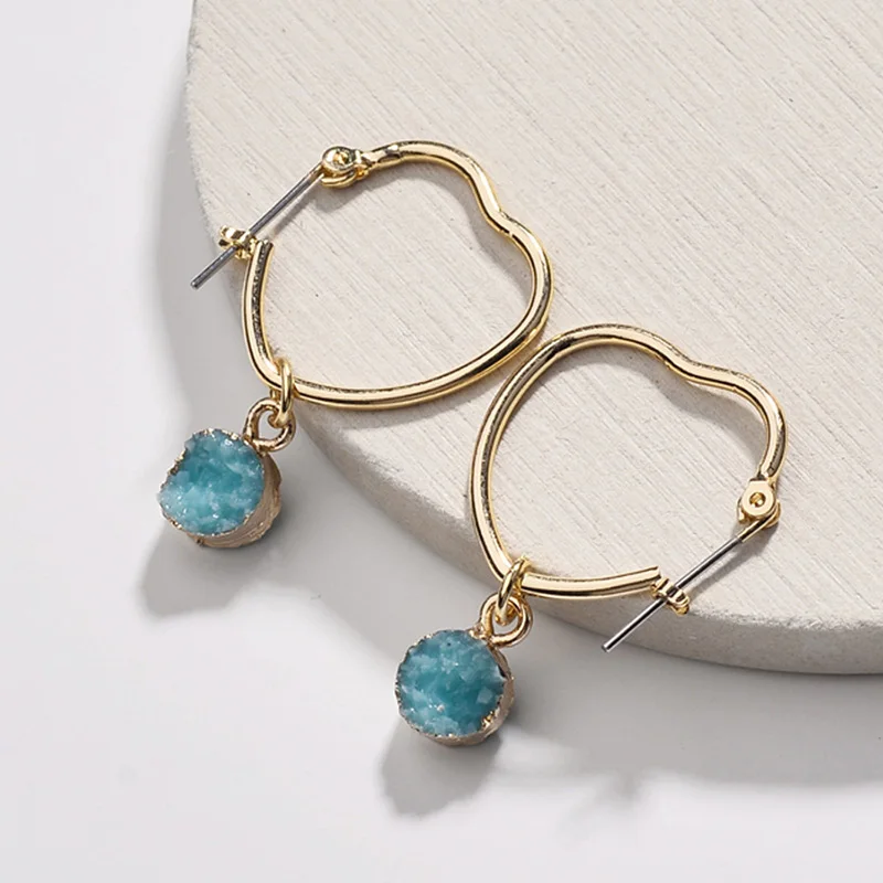 WTLTC Boho висячие серьги кольца в форме сердца для женщин акриловые стиле Druzy невесты