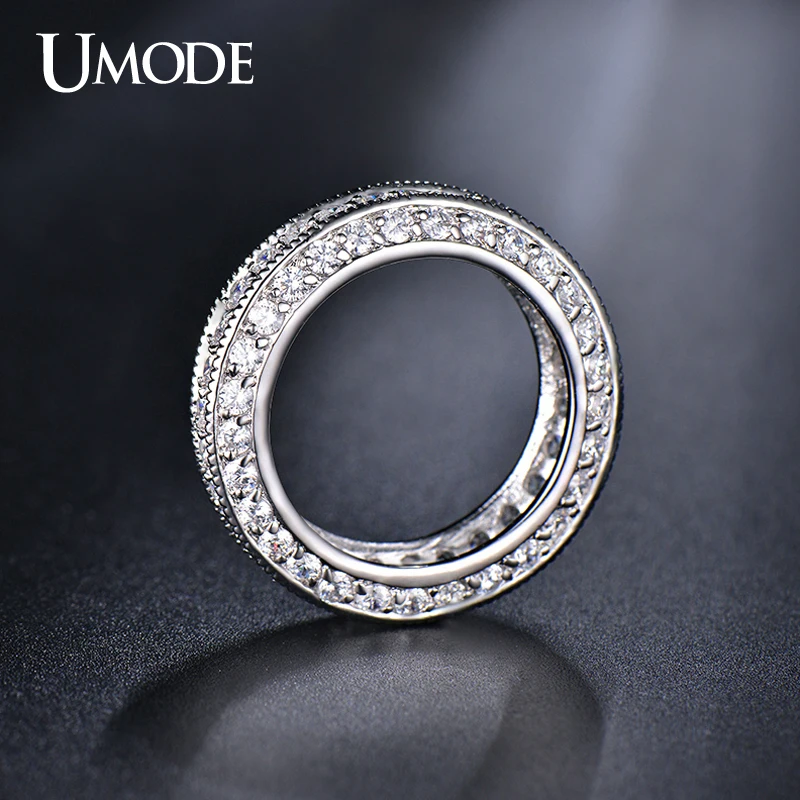Umode горячие свадьбы 2 мм 0.03 карат круглый CZ белый позолоченные имитация вечность