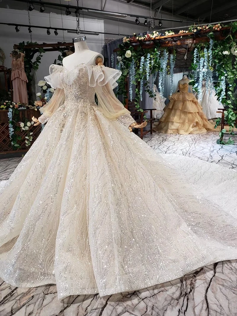 HTL534 свадебные платья принцессы со шлейфом с открытыми плечами Пышные длинными