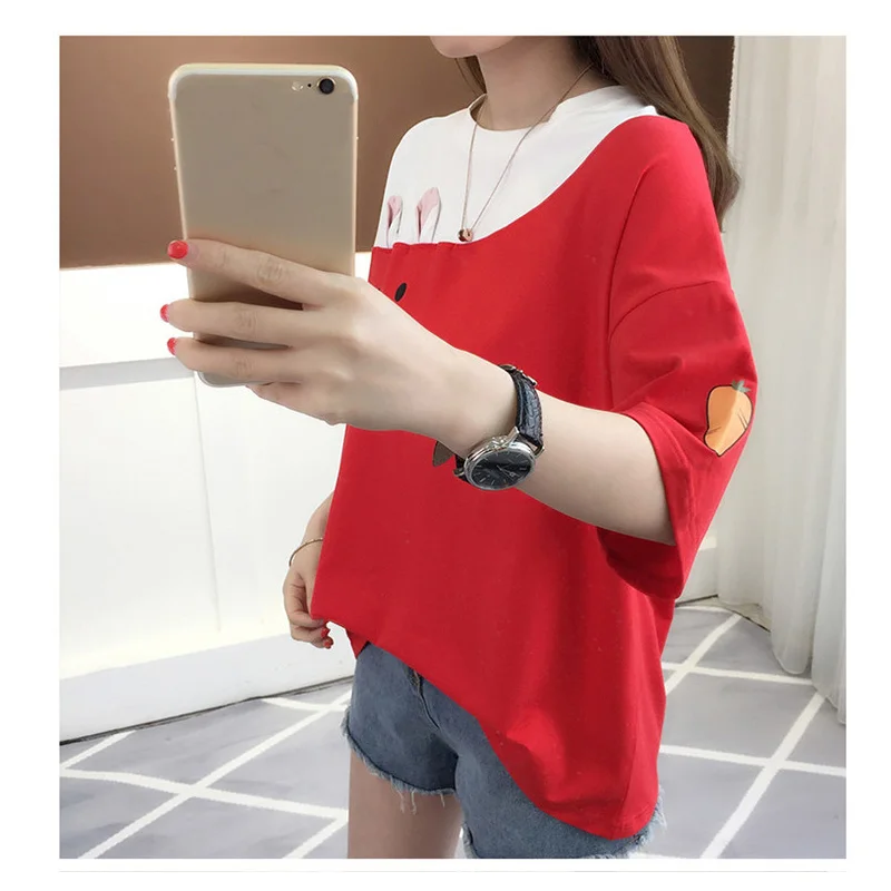 Гранж эстетика ulzzang friends harajuku rabbit tee kawaii 2019 женская футболка размера плюс Топы в