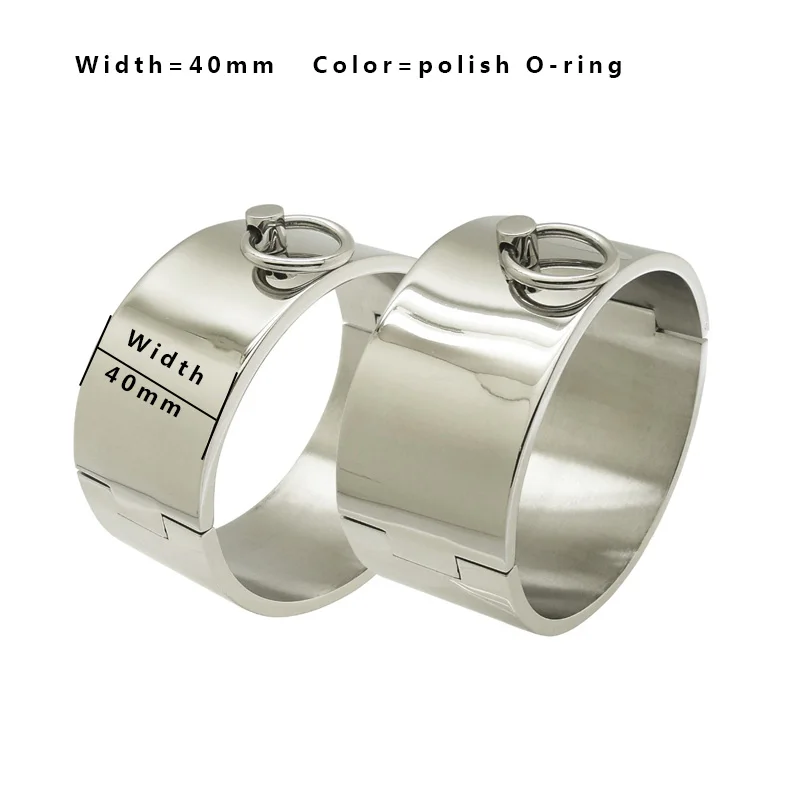 W 40mm O RING Полированный Матовый Серебряный черный нержавеющая сталь наручные лодыжки манжеты с замочком браслет раб браслеты ювелирные изделия - Окраска металла: W 40mm O RING