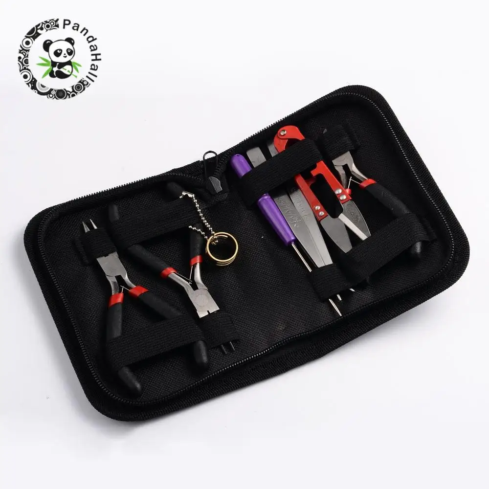 Наборы инструментов для ювелирных изделий DIY, плоскогубцы с круглым носом, плоскогубцы для боковой резки, кусачки для резки проволоки, пинцеты для бисероплетения и бусинки, разные цвета