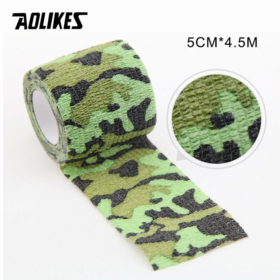 Camo F AOLIKES 5 см* 450 см самоклеющиеся эластичные бинты из нетканого материала кинезиологическая лента Защитное снаряжение колено локоть поддержка травмирования колодки - Цвет: Camo F