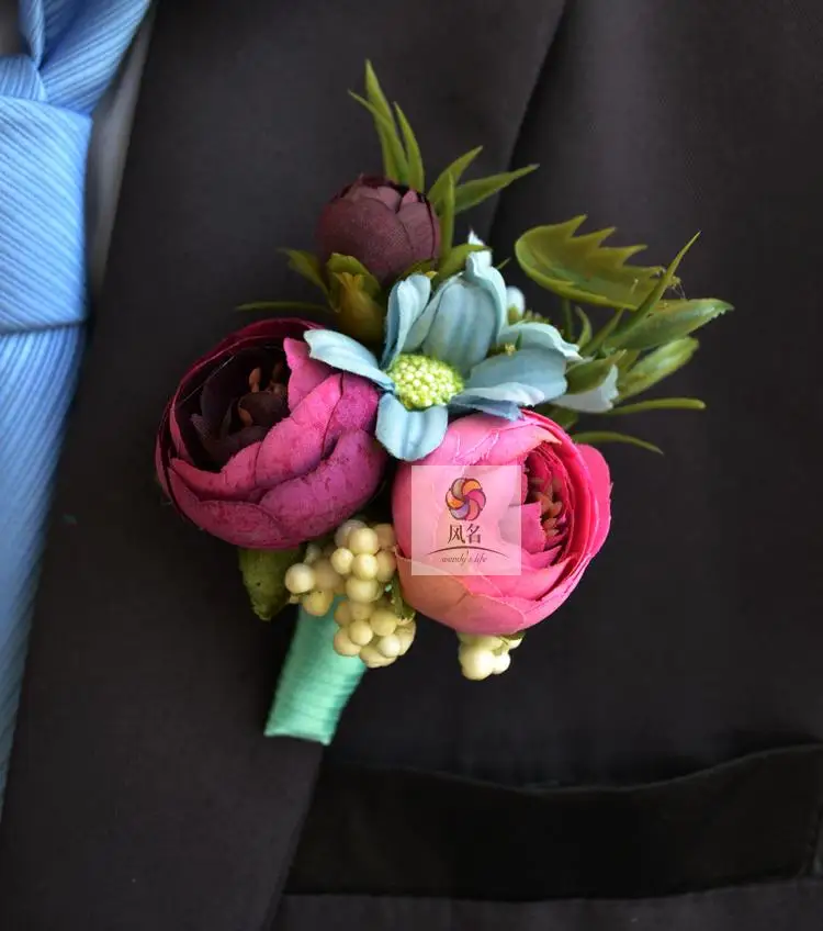 Color1 Boutonniere 1 шт свадебная бутоньерка, жених бутоньерка Невеста Подружка невесты женские руки на запястье цветок Искусственные цветы корсажи свадебные принадлежности - Цвет: Color1 Boutonniere