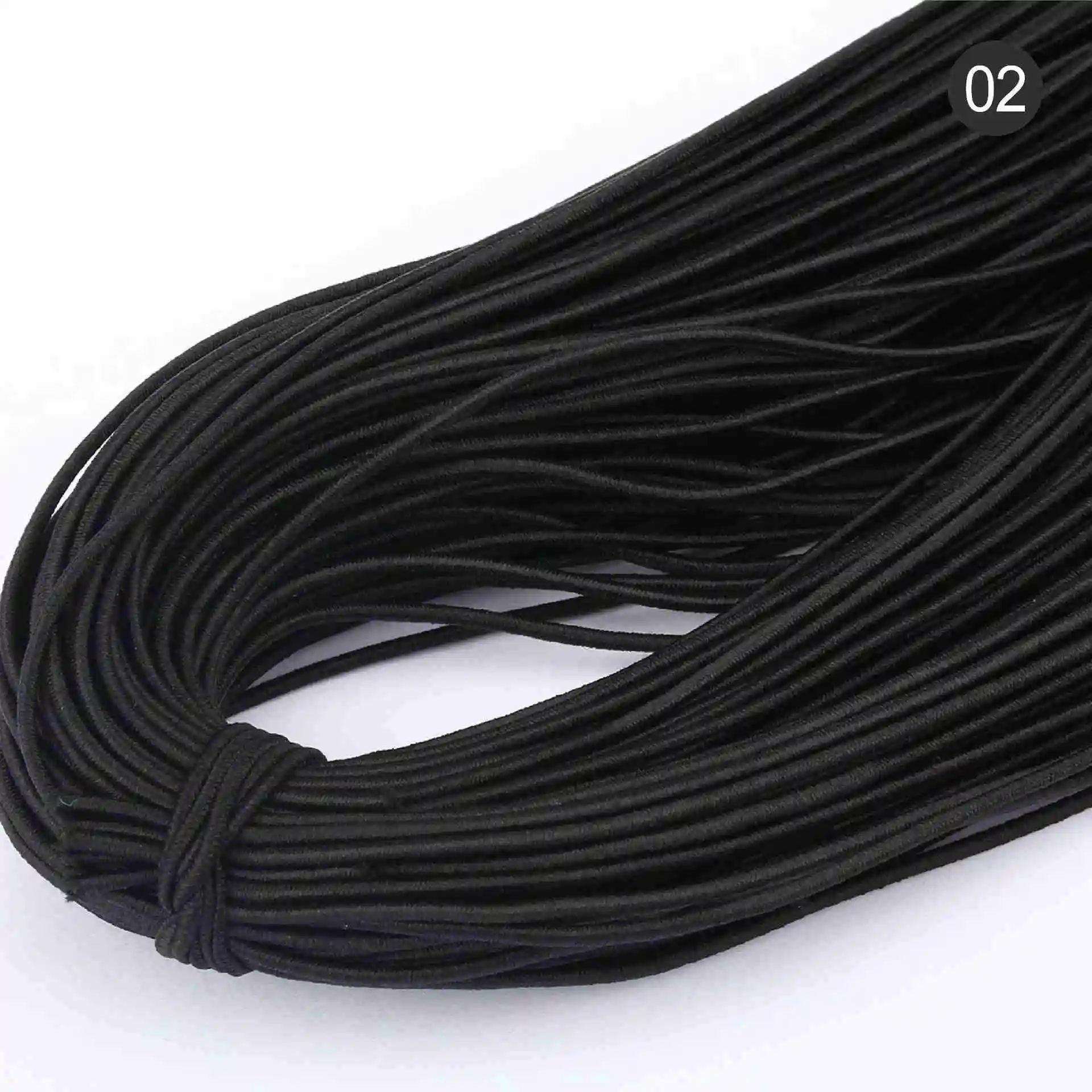 Black 2 м/уп. Черный Мульти Размеры 1/1. 5/2/2,5/3/4/5 мм круглая эластичная повязка Эластичная канатная Резиновая лента упругой линии DIY Швейные аксессуары - Цвет: Black