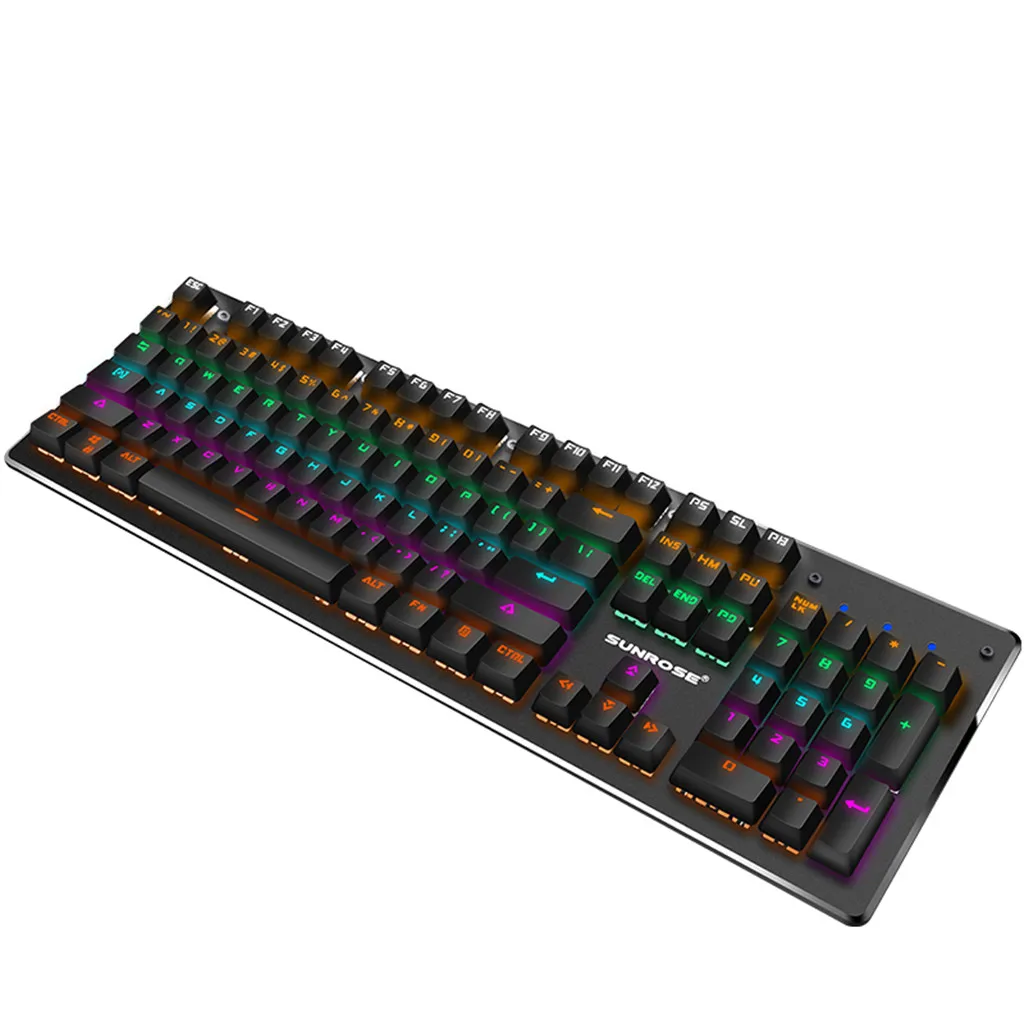 Игровая механическая клавиатура с RGB подсветкой 104 клавиши синий переключатель