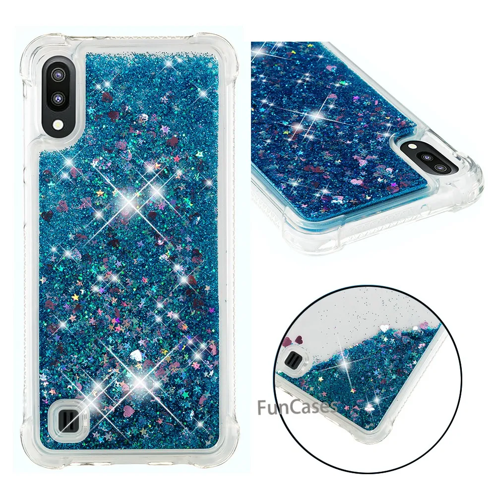 Модные блестящие сердца для samsung Galaxy M10 чехол A10 диаманта Bling жидкий песок