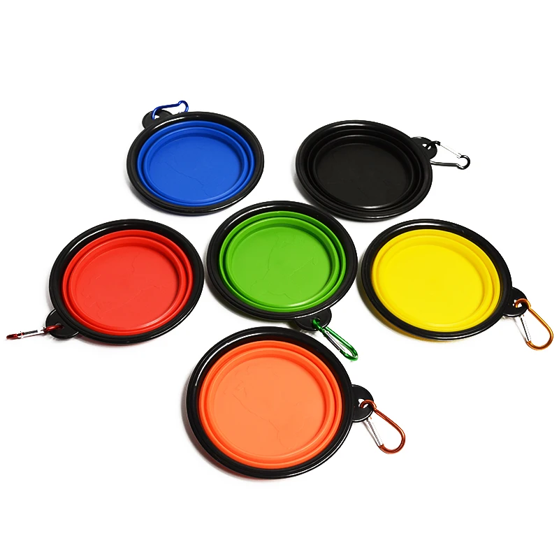 Складная Силиконовая миска для собак с подвесной пряжкой воды путешествий