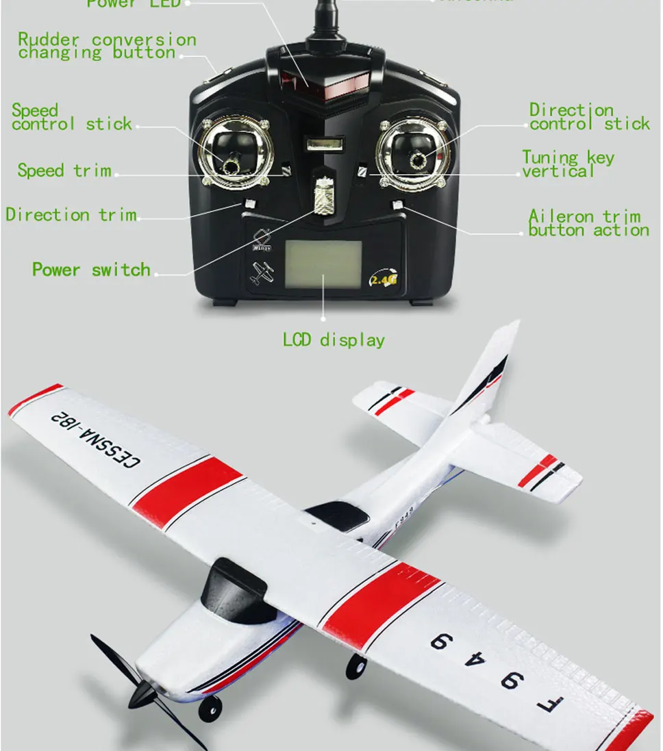 WLtoys F949 трехканальный самолет с фиксированным крылом среднего размера планер с дистанционным управлением Игрушечная модель самолета