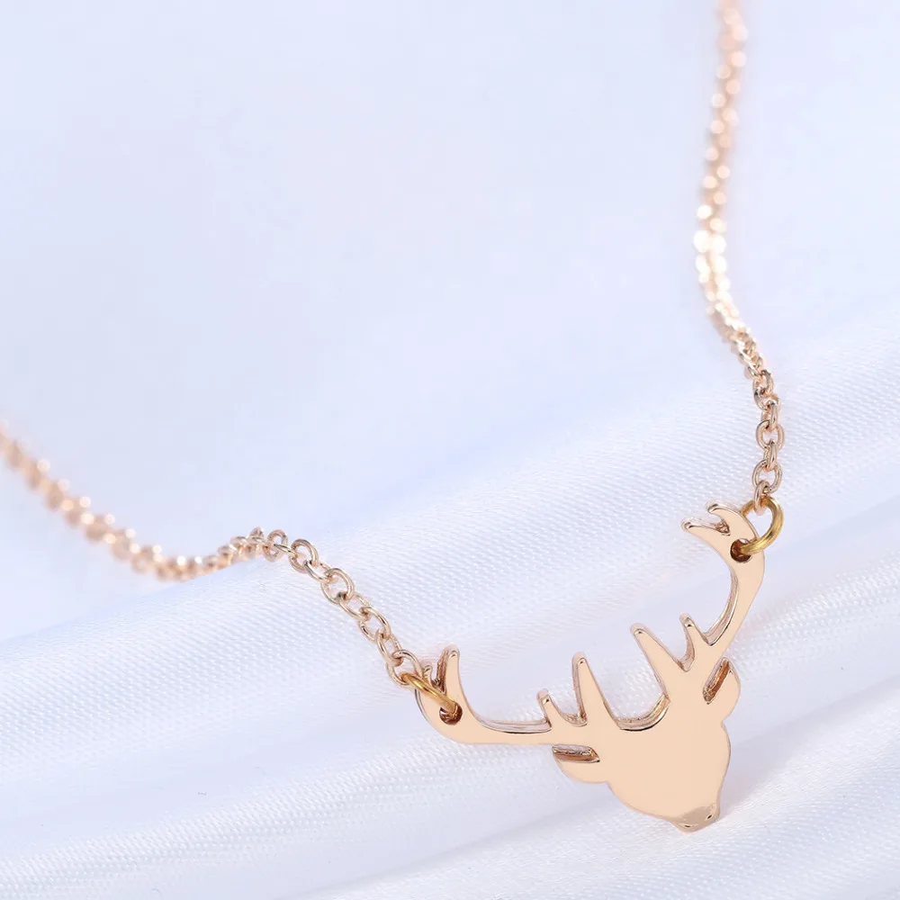 Kinitial Золотой Серебряный кулон голова оленя ожерелье Шарм животное олень