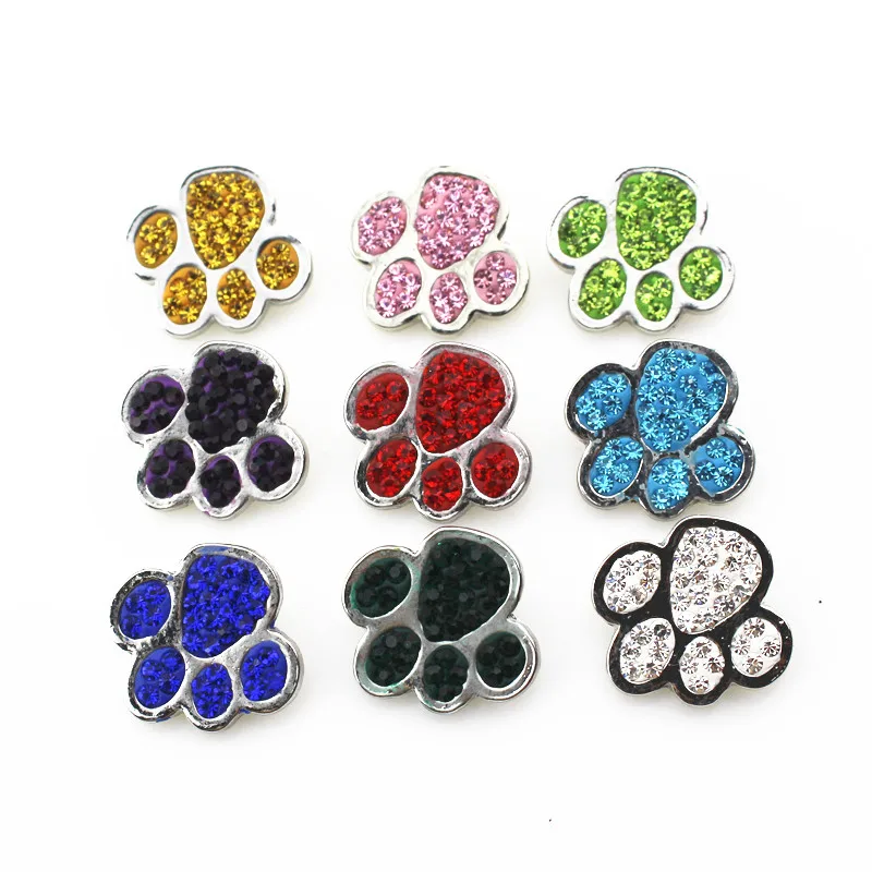 

New Arrical 10pcs/lot Mix Pet Paw Animals Snap Buttons For 18mm Snap Bracelet&Bangles DIY Snap Jewelry Charms