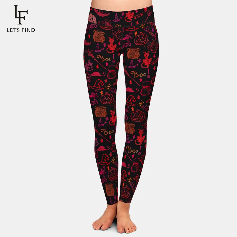 LETSFIND New Halloween Leggings Nightmare Before Christmas High Waist Plus Size Milk Silk Digital Print Fitness Leggings