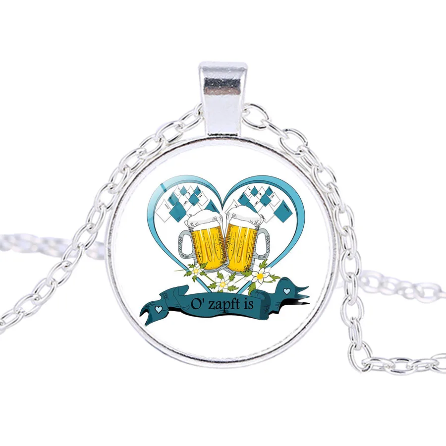 Немецкий Октоберфест стеклянный Фото Кулон посеребренное ожерелье кулон