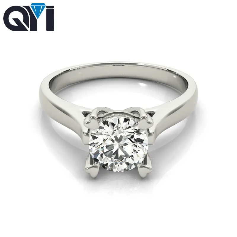 Женское Обручальное Кольцо QYI 1 Ct из настоящего стерлингового серебра 925 пробы с
