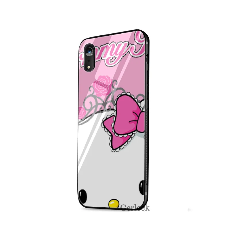 Чехол для телефона из закаленного стекла, Модный чехол hello kitty чехол для iPhone 5 5S SE 6 6s 7 8 Plus X XS XR Max - Цвет: G10