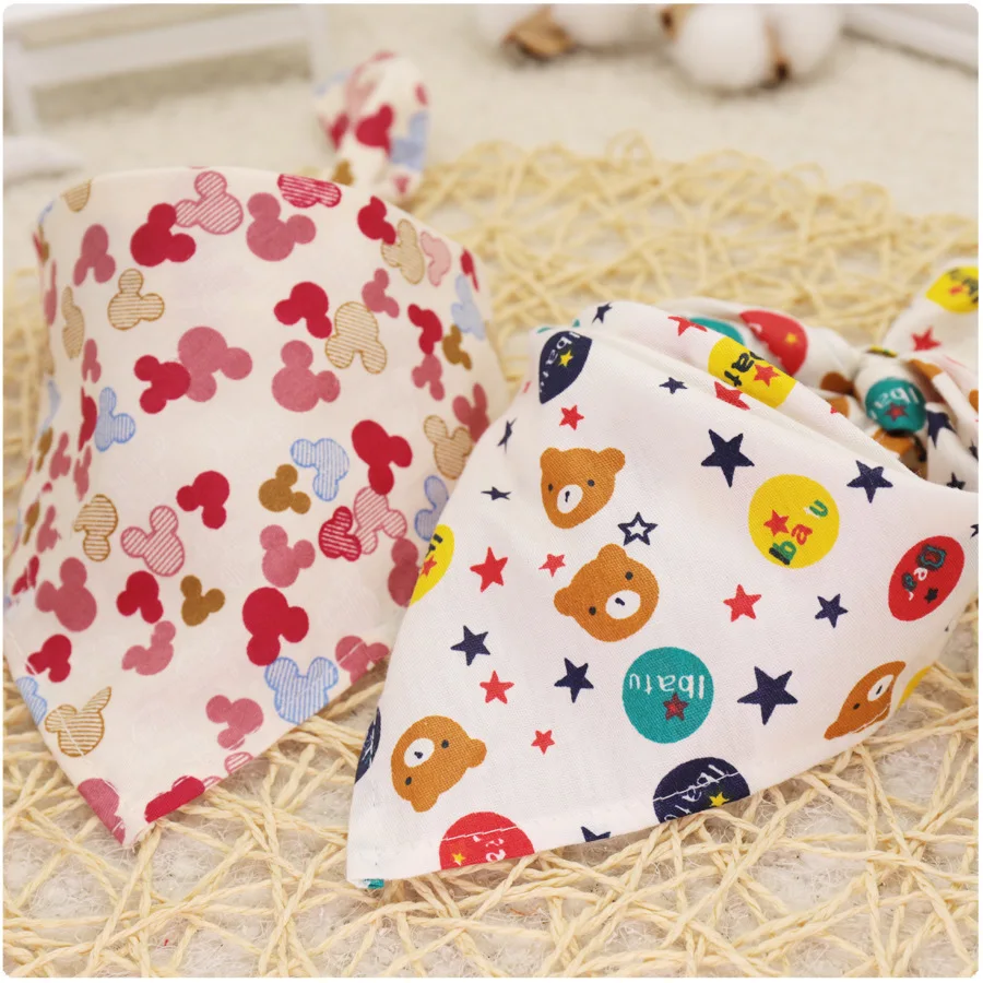 Baby Feeding Bandana Bibs Cotton Cartoon Print Boys Girls Stuff Drool Saliva Towel Newborn Burp Cloths Things | Детская одежда и