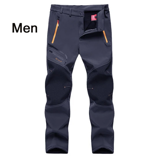 men gray LoClimb 7XL зимние походные брюки мужские водонепроницаемые флисовые брюки для альпинизма походные лыжные брюки AM205 - Цвет: men gray