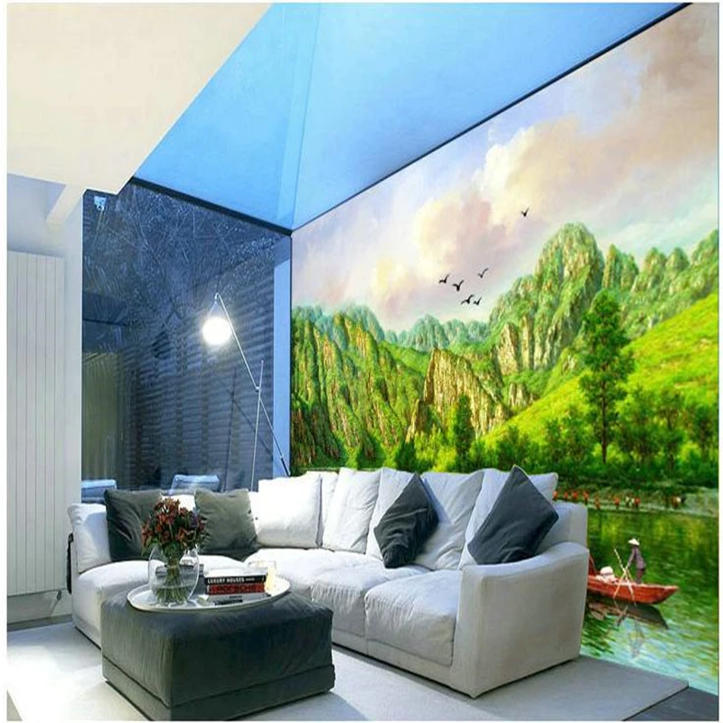 Обои beibehang фон для телевизора большие зеленые 3d обои фрески стен 3 d обои|wallpaper for