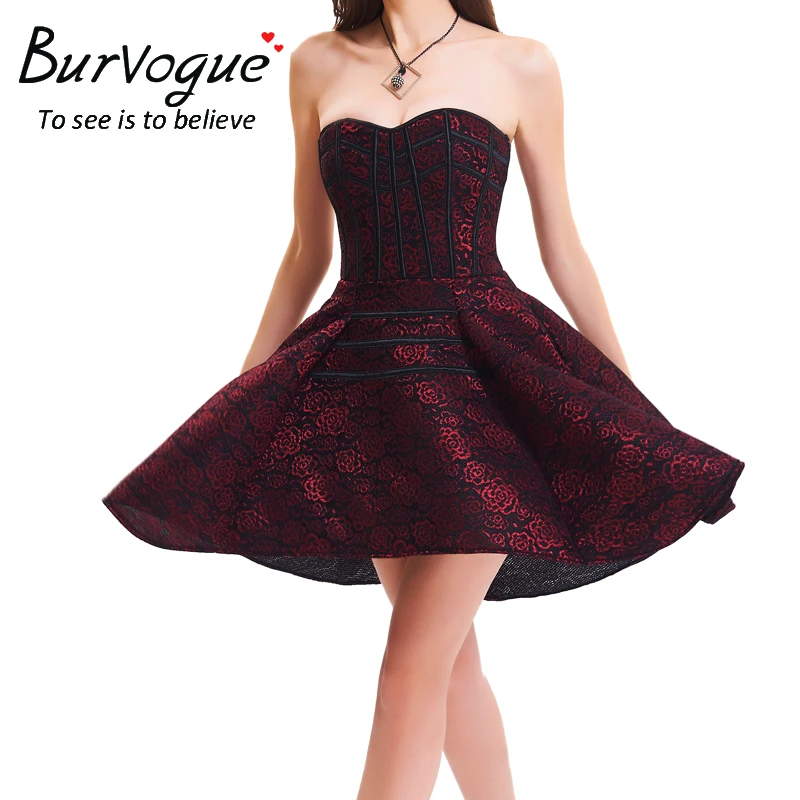 Burvogue женское готическое кружевное стимпанк-корсет платье с регулируемой талией
