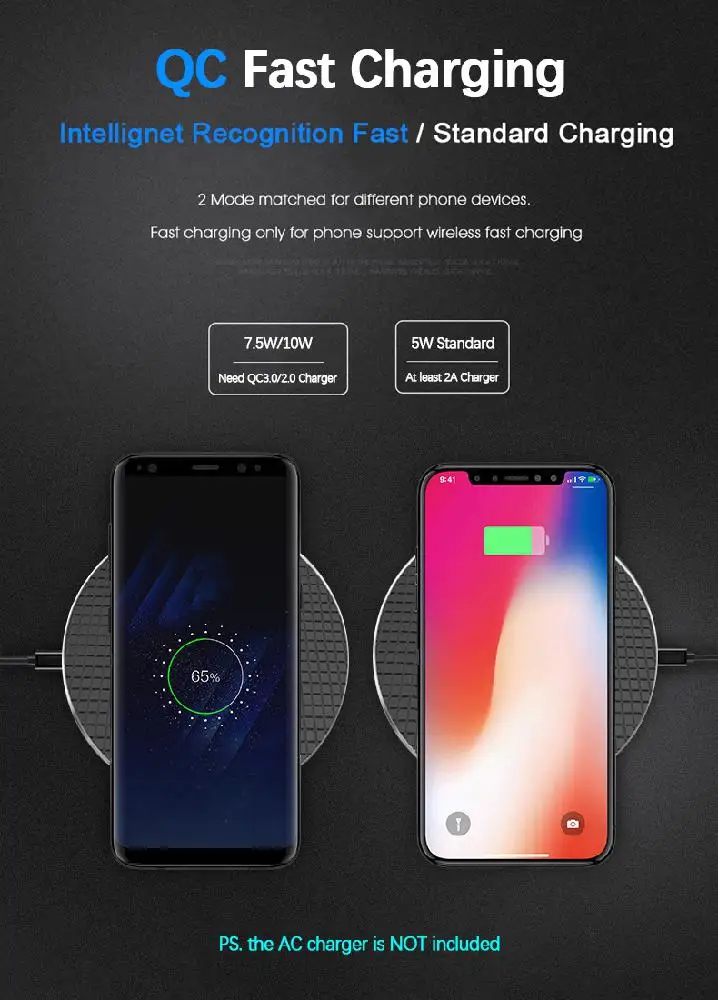 10 Вт Беспроводное зарядное устройство для Iphone Xs Max X 8 Plus samsung Note 9 S10 Xiaomi huawei