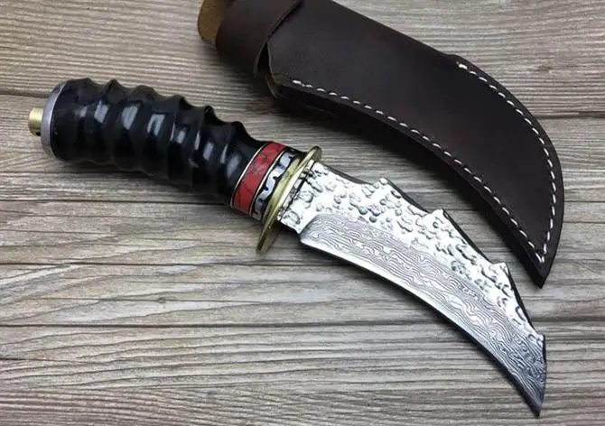 Нож karambit прямой Тактический рожок тень деревянная ручка Дамаск EDC инструмент