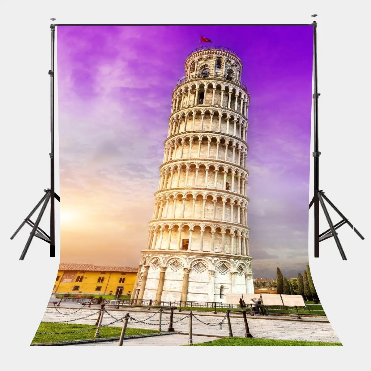 

Фотофон 5x7 футов с изображением архитектурного пейзажа, наклонная башня Пизы, студийный фон для фотосъемки, Ультрафиолетовый цвет, небесный...