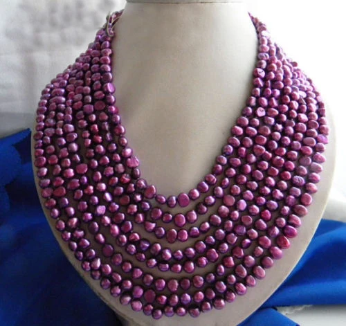 

8 нитей фиолетовый барочный пресноводный жемчуг ожерелье