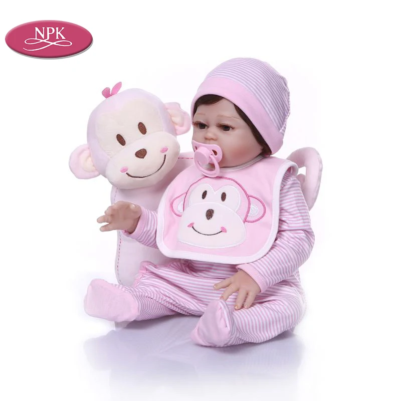 NPK 19 дюймов силиконовая кукла Reborn Baby Girl Мягкая виниловая Реалистичная Bonecas для