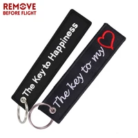the key to happiness keychains for motorcycles and cars gifts jacket tag keychain embroidery the key to my heart keyring bijoux