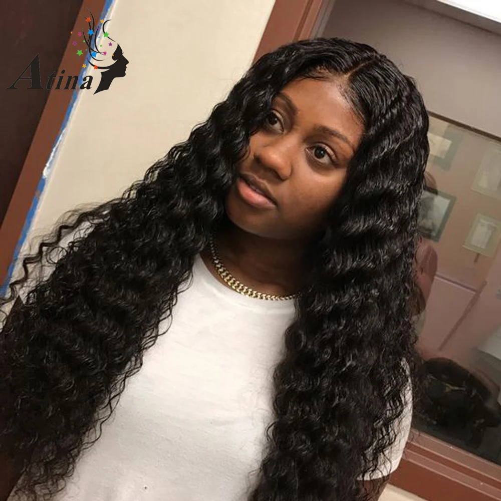 Glueless полный парик шнурка 250% плотность волна воды кудрявые девственные волосы