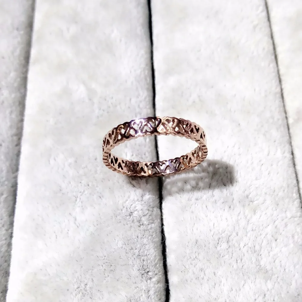 Кольцо на палец YUN RUO розовое золото нержавеющая сталь 316 л подарок день