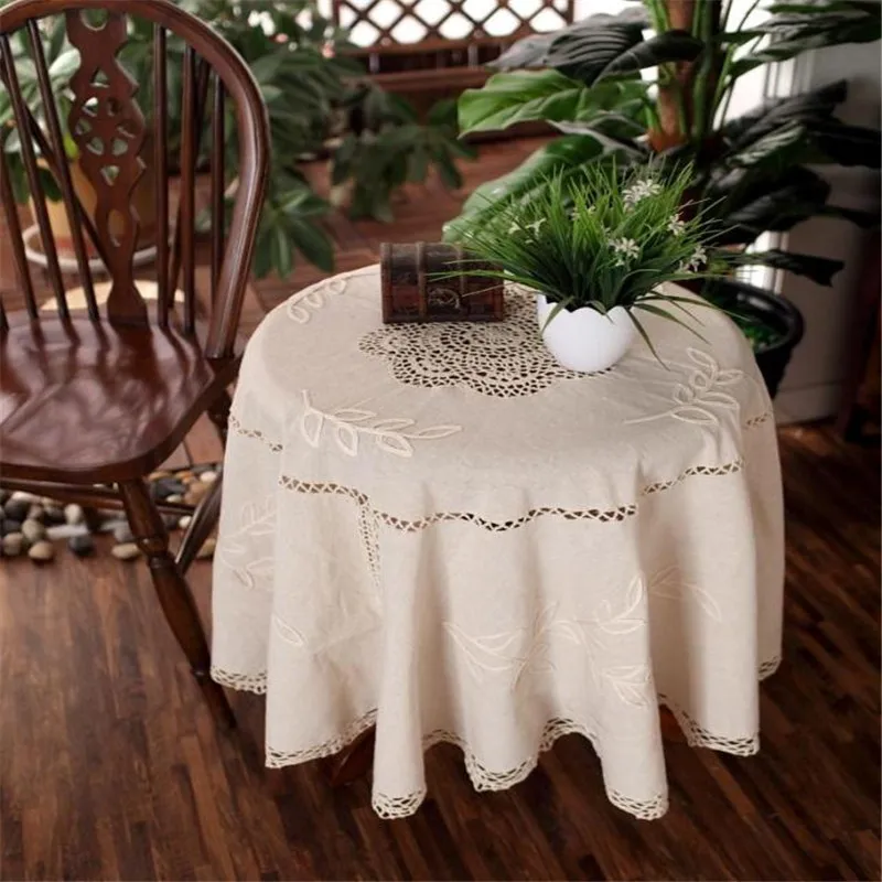Бесплатная доставка пасторальный стиль круглая ажурная вышитая скатерть чехол