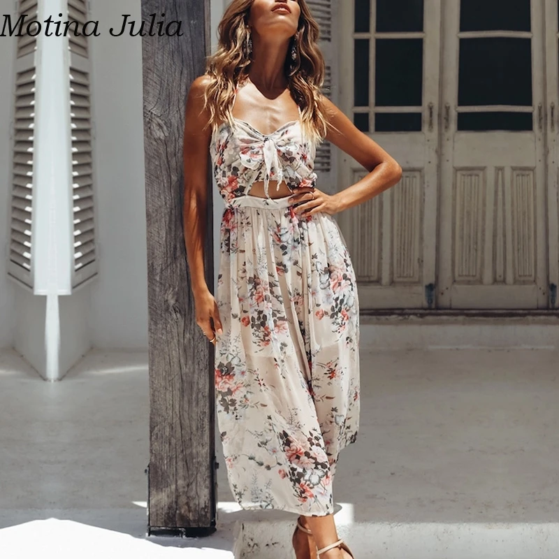 Motina Julia сексуальное длинное шифоновое платье с цветочным принтом женское летнее
